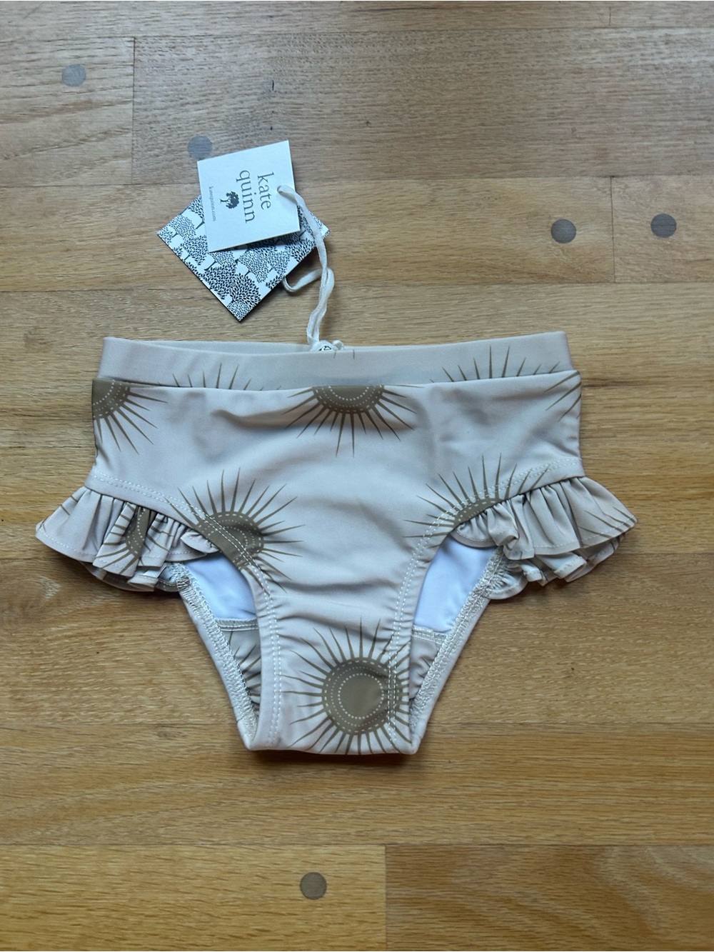 kate quinn Beige Swimsuit Bottoms with Sunburst Print
